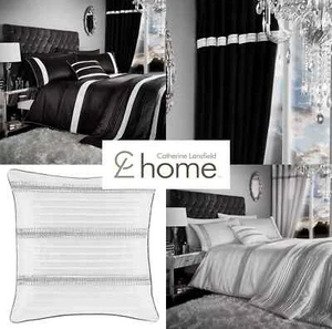 Catherine Lansfield Glamorous Diamante Band Embellished Duvet Cover Set - Picture 1 of 13