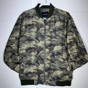 Usado en Excelente Condición Lucky Brand Hombres Talla XL Bosque Verde Oliva Camuflado Chaqueta Cortavientos Bombardero - Imagen 1 de 11