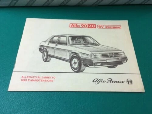 ALFA ROMEO LIBRETTO USO E MANUTENZIONE ALLEGATO ALFA 90 2.0 6V INIEZIONE 01-1986 - Immagine 1 di 1