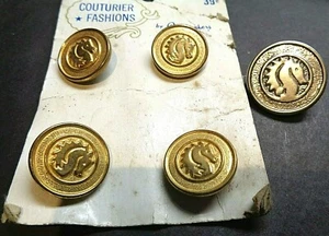 Horse Head Metal Buttons Goldtone Vintage Sewing Buttons - Picture 1 of 7
