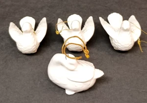 3 Patmar Taube & 1 Midwest Schwan weiß Porzellan Weihnachtsschmuck Japan - Bild 1 von 4