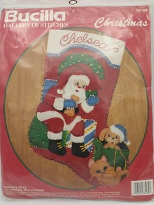 Bucilla 33189 Santa's Pets Christmas Felt Applique Stocking Kit 15” New - Picture 1 of 3