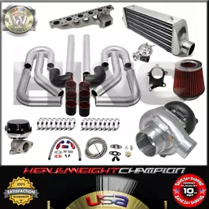 Kit Turbo T3/T4 para 00-07 BMW E46 325 328 330 I6 3-SERIE IC WG BOV Colector Negro - Imagen 1 de 7