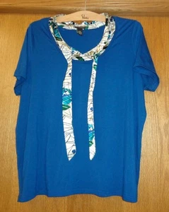 Woman's sz 26/28W - Blue teal knit TOP - Lane Bryant Dressy T-SHIRT - great cond - Picture 1 of 3