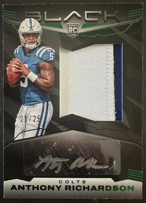 2023 PANINI BLACK ANTHONY RICHARDSON RC 21/25 GREEN AUTO PATCH AUTOGRAPH RPA - Image 1 of 2