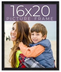 16x20 Frame Black Real Wood Picture Frame Width 0.75 inches | Interior Frame Dep - Picture 1 of 10