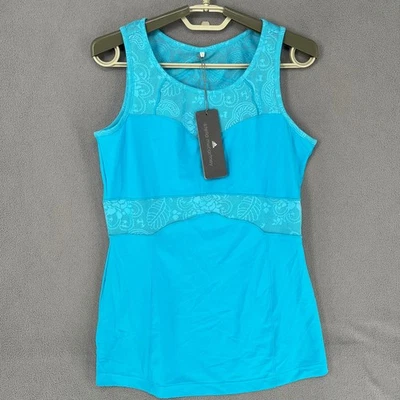 Stella McCartney Top Womens 12 Blue Stu Perf NWT Lace Floral Shirt Adidas Top - Image 1 of 4