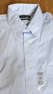 Lauren Ralph Lauren Men's Regular Fit Dress Shirt Solid Light Blue 16 34/35 - Picture 1 of 13