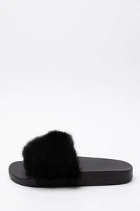 RRP €450 GIVENCHY Mink Fur Slide Sandals US4.5 EU35 UK2 Footbed Made in Italy - Foto 1 di 6