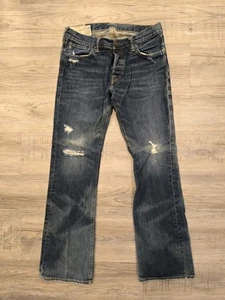 Abercrombie & Fitch Baxter Low Rise Slim Boot Jeans Mens 30x32 Blue Distressed - Picture 1 of 15