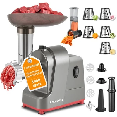 EUMATY 3000W Fleischwolf Wurstfüller Gemüseschneider Elektrische 2IN1 Küchenmaschinen
