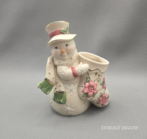 Vintage Lenox Schneemann Blütenblätter & Perlen mit Strumpf Figur Weihnachten Urlaub - Bild 1 von 17
