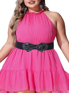 Women's Stretchy Wide Elastic Belt Bow Waist Belt Plus Size for Dresses - Picture 1 of 7