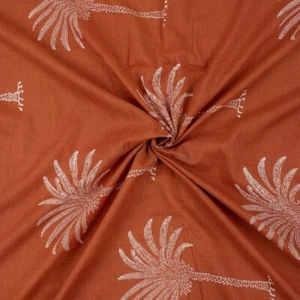 Palm Tree Block Print Fabric Indian Textile Cotton Kids Dress Making By The Yard - Picture 1 of 6