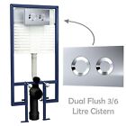Nuie Wall Mounted Hung Toilet Frame & 3/6 Litre Dual Flush Cistern Round Button