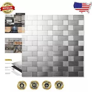 Moisture & Heat Resistant Peel and Stick Stainless Steel Backsplash - 20 SQFT - Picture 1 of 7