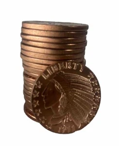 (20 OZ LOT) 1911 INCUSE INDIAN - 1 OZ COPPER ROUND - BULLION LIBERTY COPPER - Picture 1 of 4