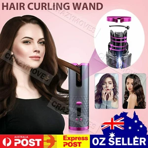 Auto Cordless Rotating Hair Curler Waver Curling Iron Wireless LCD Ceramic VIC - Picture 1 of 15