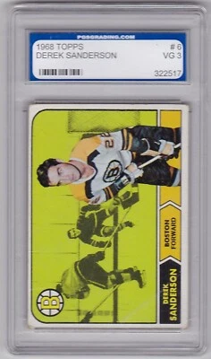 1968 TOPPS NO. 6 DEREK SANDERSON BOSTON BRUINS  PGS 3 VG - Image 1 of 2