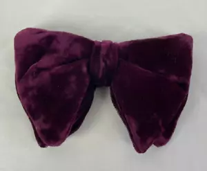 Pajarita Wembley de terciopelo borgoña oscuro de colección años 70 grande mariposa clip - Imagen 1 de 2