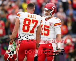 Patrick Mahomes Travis Kelce signiert 8x10 Foto NACHDRUCK Kansas City Chiefs RP 2 - Bild 1 von 1