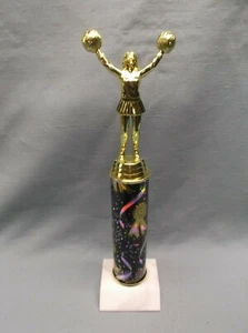 CHEERLEADING  trophy award celebrate ribbon column marble base - Picture 1 of 1