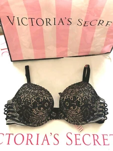 Sujetador push-up Victoria's Secret Muy Sexy Negro Floral Encaje Tiras Laterales Nuevo con etiquetas - Imagen 1 de 2