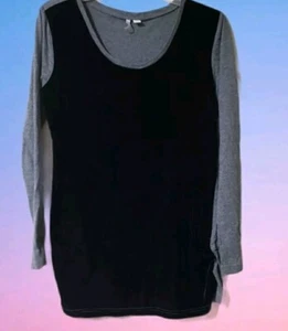 Cato Black Velvet Color block Women's Top Sz M Long Sleeved Pullover Modal - Picture 1 of 7