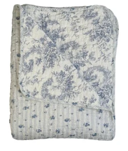 Tagesdecke Bettüberwurf 140x180 cm Decke Steppdecke Plaid blau cremeweiß - Bild 1 von 3