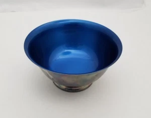 VINTAGE WALLACE FARBVERKLEIDETE 9106 VERSILBERTE BLAUE 6" SCHALE - Bild 1 von 3