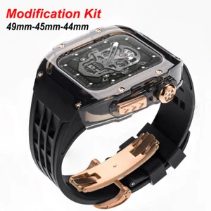 Transparent Case Fluororubber Band Mod Kit For Apple Watch Ultra2 49MM 987654SE - Picture 1 of 76