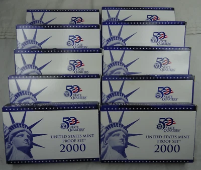 (10) 2000-S US Mint Proof Set 100 Coin Set OGP Original Government Packaging COA - Image 1 of 4