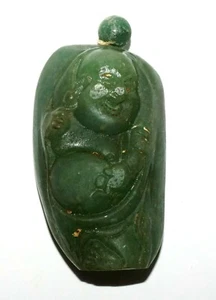 Chinesische Aventurin geschnitzte Schnupftabakflasche m. lachendem Buddha Motiv (LeS) G2 - Bild 1 von 12