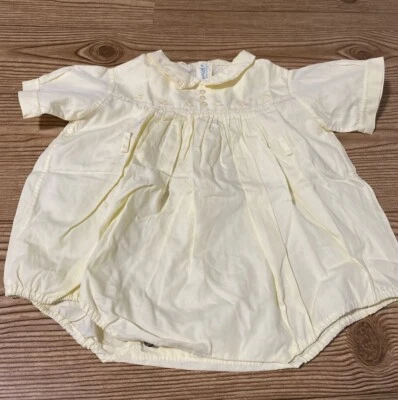 UNISEX NEWBORN VINTAGE FELTMAN BROS Bubble Romper Embroidered Flowers Pleats - Image 1 of 4