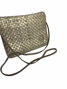 Vintage crossbody leather woven bag metallic Carlos Falchi - Picture 1 of 13