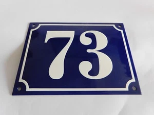 XL Large French Handcrafted Enamel Porcelain 8″x 5.75″ House Gate Number Sign 73 - Picture 1 of 2