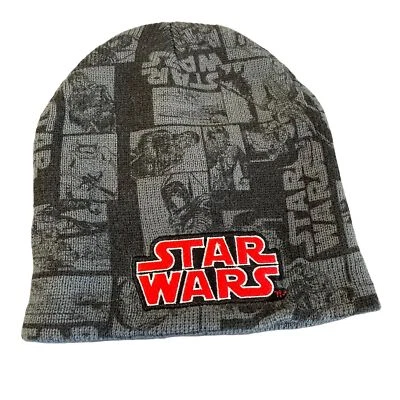Star Wars Niño Negro Gris Rojo Logo Tejido Suéter Acrílico Gorro Sombrero Foto 1 de 4