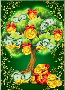 Perlenstickset Geld Baum DIY Perlen Nadelspitze Perlenarbeiten Auffädeln - Bild 1 von 4