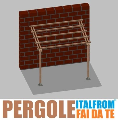 ITALFROM Pergola in Legno Impregnato Addossata Gazebo Tettoia Pompeiana Tassella 2X3X2,5h
