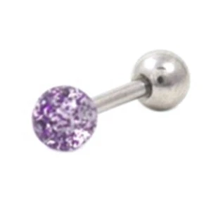 Knorpel/Tragus Ohr Glitzer lila 4 mm Kugel 16 Stärke 1/4" Stahl - Bild 1 von 3