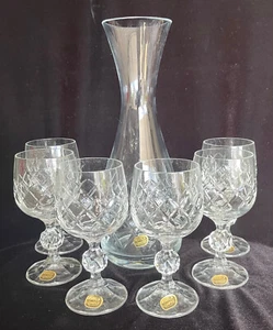 As new Vintage boxed  7 piece Bohemia crystal 840 ml Decanter set 150ml glasses - Picture 1 of 4