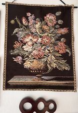 33” X 27” French Wall Hanging Tapestry Jacquard Acanthus Floral Still Life Brown