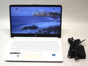 HP 14-dq0052dx White 14 Inch 4GB RAM 64GB Storage Windows 11 Home Laptop - Afbeelding 1 van 13