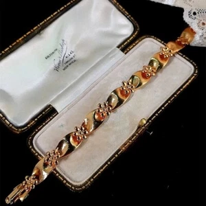 Vintage Birthday Ribbon Bracelet 6.9” Silver Gilt Gold Plated - Picture 1 of 2