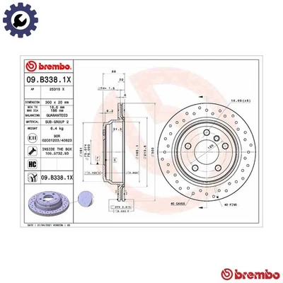 2x BRAKE DISC 09.B338.1X FOR BMW 4/Convertible/F33/F83/Gran/Turismo/F32/F82 - Image 1 of 4