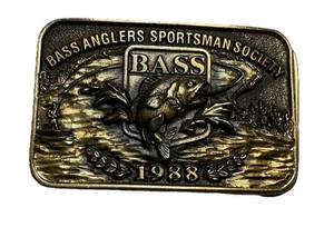 1988 BASS BASS ANGLERS SPORTSMAN SOCIETY BELT BUCKLE - HEAVY - BOX GW 1 - Picture 1 of 5
