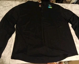 Hanes X-temp 1/4 Button Up Herren Gr. 2XL Schwarz Langarm T-Shirt Neu - Bild 1 von 6