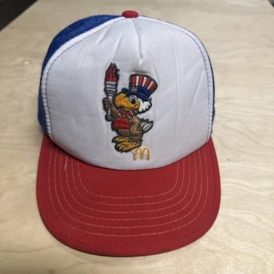 Vintage 1984 McDonalds Olympic USA Eagle Mesh Trucker Snapback Hat Preowned Nice - Image 1 of 4