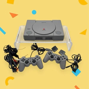 Sony Playstation 1 PS1 Console with Cables & 2 Controllers cleaned and tested - Picture 1 of 18