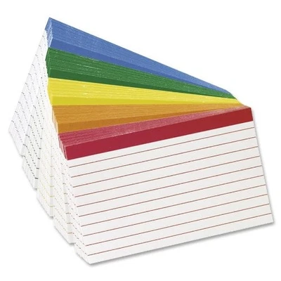 Tarjeta de índice de regla de barras codificada por colores Oxford - Impresa - 3" X 5" - 100 / Paquete - Rojo, Foto 1 de 3